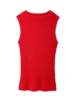 パレットＲＩＢノースリーブニット/レッド(100)