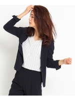 【ウォッシャブル】【VERY4月号掲載】[L]Vネックノーカラージャケット/グレー系(010)