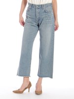 10ozDENIM ダメージ8分丈ワイドパンツ/ブリーチ