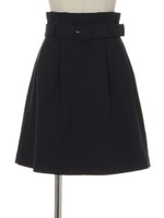 ベルト付きタックミニスカート/サックス