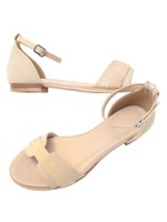 異素材MIXフラットサンダル/パイソン