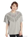 オルテガ刺繍フリンジTシャツ/モクグレー