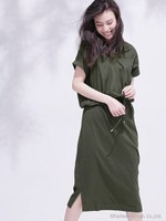 Anti Soaked Vネックワンピース [汗染み防止加工シリーズ]/トップグレー