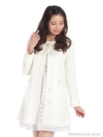 シュガーツイードノーカラーコート/クリーム