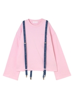 デニムサスペンダー付きスウェット/ピンク