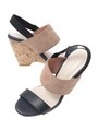 バイカラーウェッジサンダル/キャメル