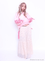 WP レースアップ裏毛TOPS/PNK