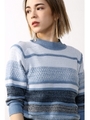 【AZUL by moussy】地柄オーダーニットプルオーバー/柄SAX