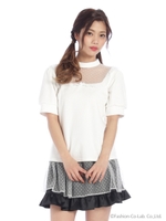 ドットチュールメルヘントップス/ブラック