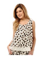 ヒョウ柄ノースリーブトップス/NAVY