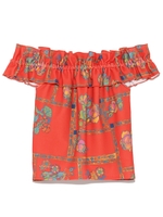 ガーデン柄トップス/RED