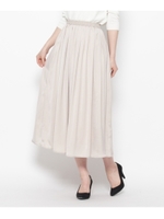 ナイルサテンギャザーフレアロングスカート/ネイビー(093)