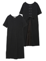 BACK RIBBON S/S DRESS/ネイビー