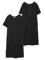BACK RIBBON S/S DRESS/ネイビー