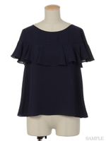 ラウンドフリルブラウス/イエロー