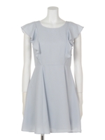 ラッフルフリルス袖ワンピース/ブルー