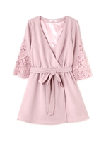 袖レースカシュクールコンビネゾン/ネイビー(120)