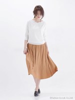 ニット+サテンプリーツスカートセット/ホワイト