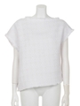 [GREED]HERRINGBONE LAME TWEED Asymmetry Tops/WHITE