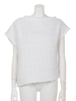 [GREED]HERRINGBONE LAME TWEED Asymmetry Tops/WHITE