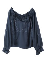 タッセル付き刺繍ブラウス/ホワイト