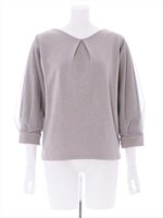 チュール袖カットソートップス/杢グレー