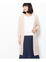 ロング畦ニットカーディガン/ライトベージュ(051)