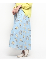 フラワープリントマキシスカート/サックス(190)