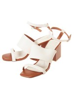 スクエアヒールフロントワイドサンダル/ブラック