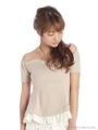 シフォンレイヤードペプラムカットトップス/ベージュ