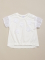 BABY チュール花モチーフ 4分袖Tシャツ/オフホワイト