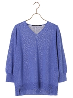 P.マシンウォッシャブルVネックニット2/ブルー