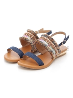 【wee willie】エスニック風ストラップフラットサンダル/ベージュコンビ