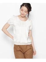 タックデザインサテンプルオーバー/オフホワイト(003)