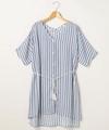 抜き衿風シャツチュニック(無地/ストライプ)