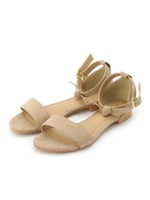 リボンストラップフラットサンダル/ピンク(072)