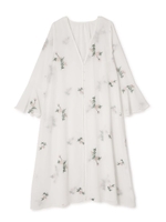 フラワー刺繍ガウン/ホワイト×ラベンダーフラワー1(031)