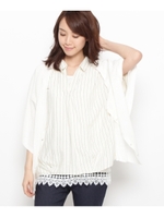 ボリューム袖Vネックニットカーディガン/ホワイト系(002)