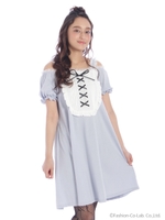 レースアップフリルワンピ/ピンク