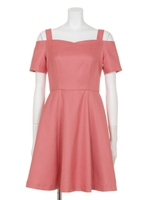 肩見せフレアワンピース/ブルー