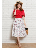 カラフル小花ミディスカート/ダスティ