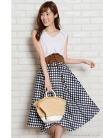 コルセットベルト付スカート/チェック