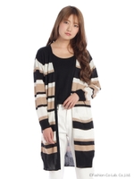 TTヤーンニットマルチボーダートッパー/ベージュ