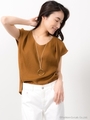 【CLASSY.コラボ】フェイクリネンノースリブラウス/CAMEL
