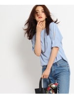 スリット入り五分袖ブラウス/ダークオレンジ(068)