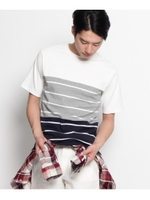 パネルボーダーコットンカットソー/オフホワイト(303)