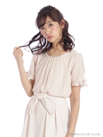 ちらりレース袖ブラウス/シロ