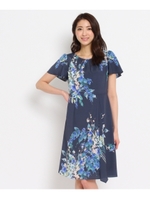 〔洗える〕フラワープリントアシメワンピース/オフホワイト(103)