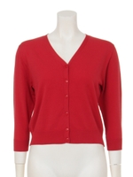 Vニットカーディガン/レッド
