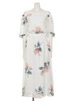 【chilleanap】大花ジョーゼットオフショルマキシワンピース/O.WHT